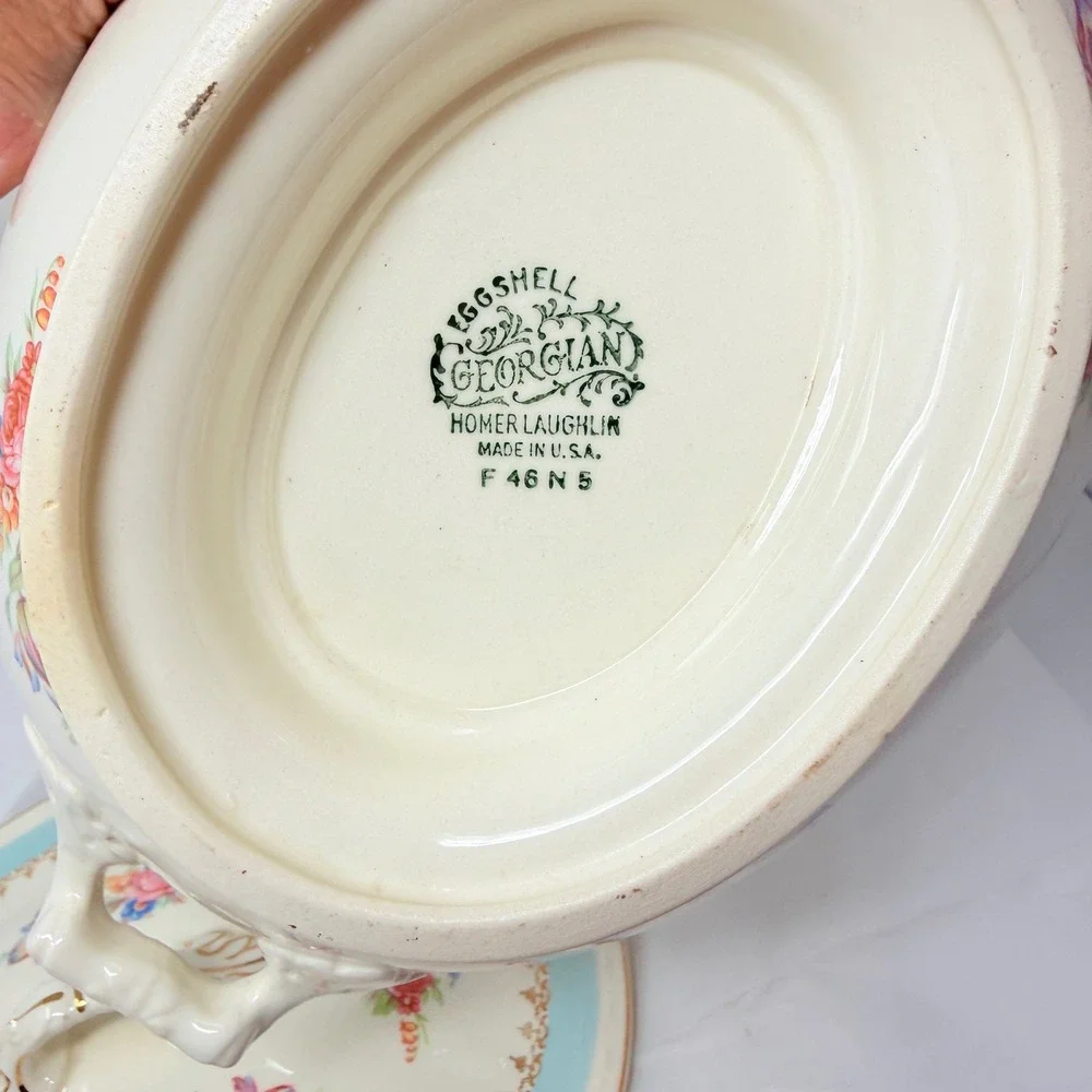 Vintage Homer Laughlin Georgian Eggshell Covered Vegetable  Dish f46 n5